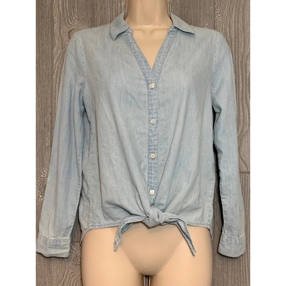 Soft Joie Chambray Waist Tie Top XXS NWT $178